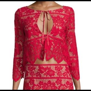 FOR LOVE AND LEMONS - GIANNI CROP TOP - FIRE RED - SIZE MEDIUM